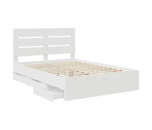 Gultas Rāmis Ar Atvilktni Balts 160 X 200 Cm Inženieru Koks Vidaxl