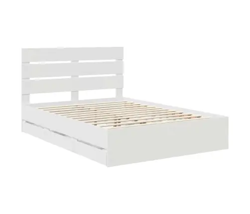 Gultas Rāmis Ar Atvilktni Balts 150 X 200 Cm Inženieru Koks Vidaxl