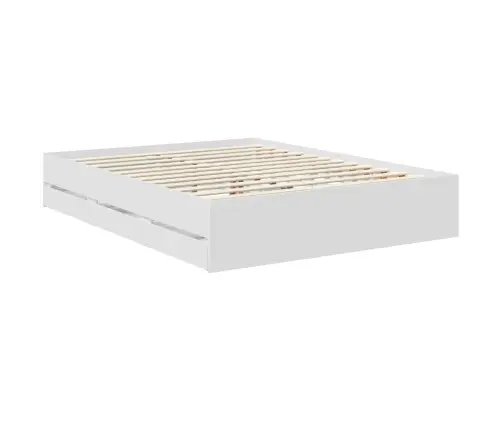 Gultas Rāmis Ar Atvilktni Balts 150 X 200 Cm Inženieru Koks Vidaxl