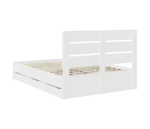 Gultas Rāmis Ar Atvilktni Balts 150 X 200 Cm Inženieru Koks Vidaxl
