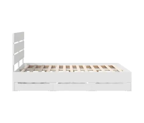 Gultas Rāmis Ar Atvilktni Balts 150 X 200 Cm Inženieru Koks Vidaxl