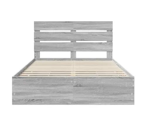 Gultas Rāmis Pelēks Sonoma 150 X 200 Cm Inženieru Koks Vidaxl