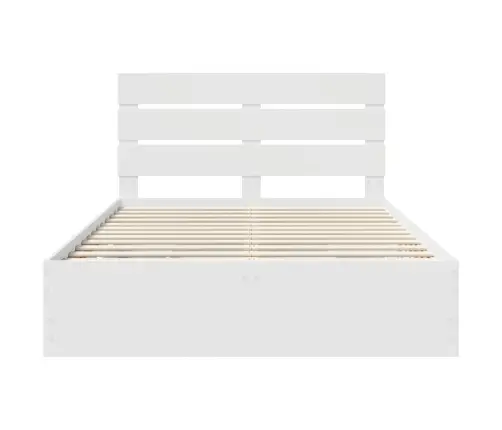 Voodi Raam Sahtliga Peaga Valge 140 X 190 Cm Inseneripuit