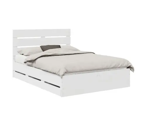 Voodi Raam Sahtliga Peaga Valge 140 X 190 Cm Inseneripuit