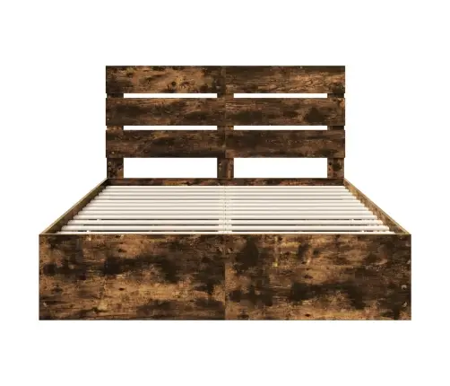 Gultas Rāmis Dūmaka Ozols 140 X 190 Cm Inženieru Koks Vidaxl