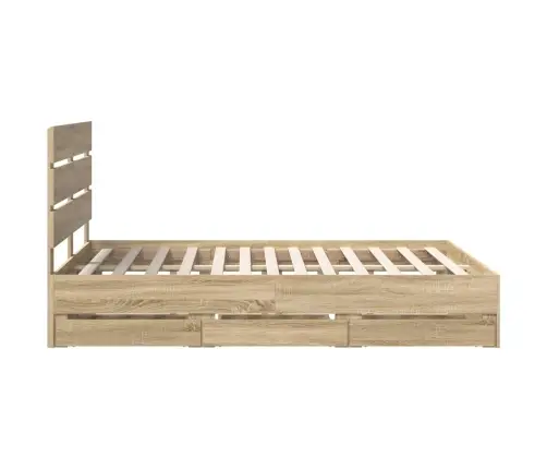 Gultas Rāmis Sonoma Ozols 140 X 200 Cm Inženieru Koks Vidaxl