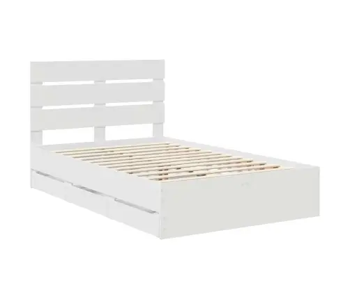 Lovos Rėmas Su Stalčių Balta 120 X 200 Cm Inžinerinė Mediena