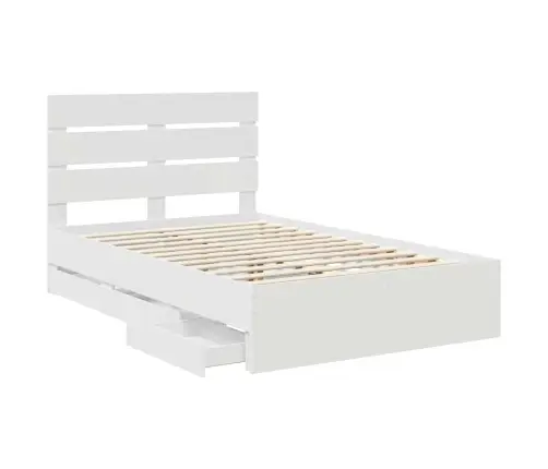 Gultas Rāmis Ar Atvilktni Balts 120 X 200 Cm Inženieru Koks Vidaxl
