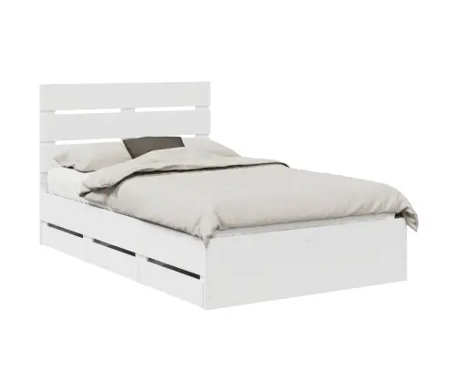 Lovos Rėmas Su Stalčių Balta 120 X 200 Cm Inžinerinė Mediena