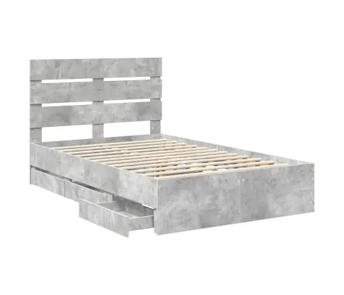 Gultas Rāmis Betona Pelēks 120 X 200 Cm Inženieru Koks Vidaxl