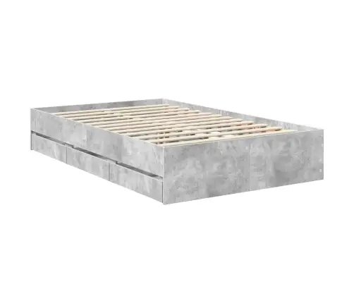 Gultas Rāmis Betona Pelēks 120 X 200 Cm Inženieru Koks Vidaxl