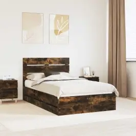 Gultas Rāmis Dūmaka Ozols 120 X 200 Cm Inženieru Koks Vidaxl