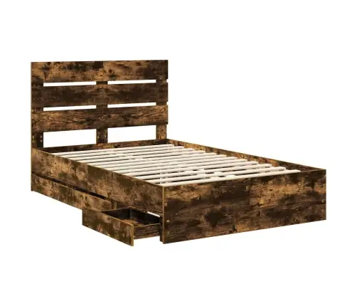 Gultas Rāmis Dūmaka Ozols 120 X 200 Cm Inženieru Koks Vidaxl