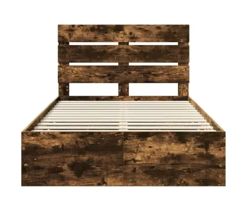 Gultas Rāmis Dūmaka Ozols 120 X 200 Cm Inženieru Koks Vidaxl