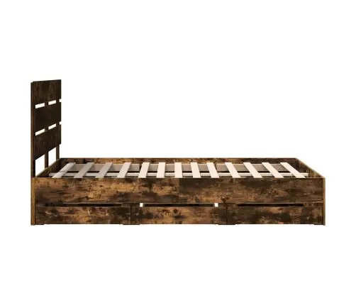 Gultas Rāmis Dūmaka Ozols 120 X 200 Cm Inženieru Koks Vidaxl