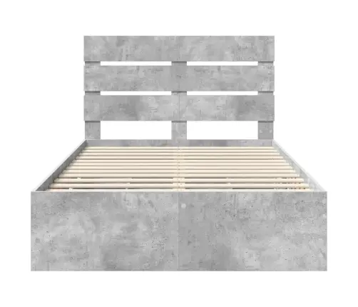 Gultas Rāmis Betona Pelēks 120 X 190 Cm Inženieru Koks Vidaxl