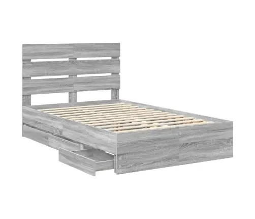 Gultas Rāmis Pelēks Sonoma 120 X 190 Cm Inženieru Koks Vidaxl