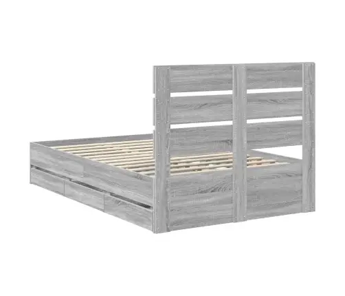 Gultas Rāmis Pelēks Sonoma 120 X 190 Cm Inženieru Koks Vidaxl