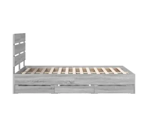 Gultas Rāmis Pelēks Sonoma 120 X 190 Cm Inženieru Koks Vidaxl