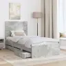 Gultas Rāmis Betona Pelēks 100 X 200 Cm Inženieru Koks Vidaxl