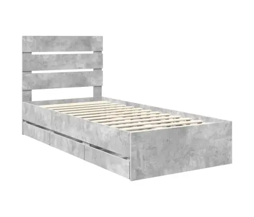 Gultas Rāmis Betona Pelēks 100 X 200 Cm Inženieru Koks Vidaxl