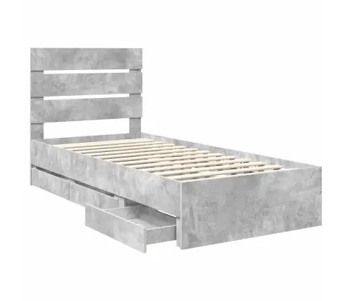 Gultas Rāmis Betona Pelēks 100 X 200 Cm Inženieru Koks Vidaxl