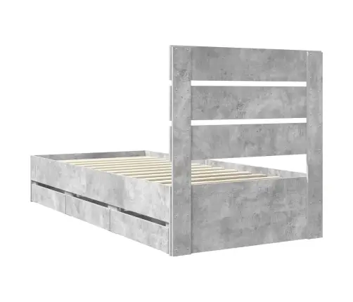 Gultas Rāmis Betona Pelēks 100 X 200 Cm Inženieru Koks Vidaxl
