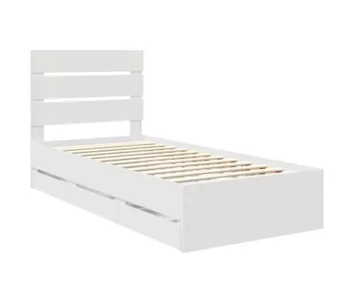 Gultas Rāmis Ar Atvilktni Balts 90 X 190 Cm Inženieru Koks Vidaxl