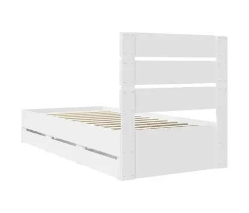 Gultas Rāmis Ar Atvilktni Balts 90 X 190 Cm Inženieru Koks Vidaxl