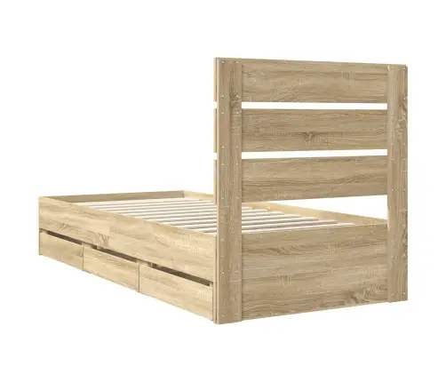 Gultas Rāmis Sonoma Ozols 90 X 190 Cm Inženieru Koks Vidaxl