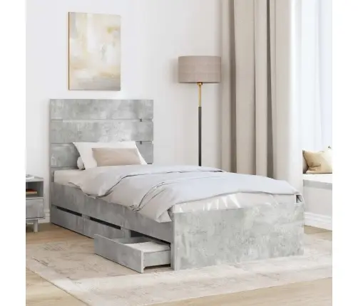 Lovos Rėmas Betono Pilka 90 X 190 Cm Inžinerinė Mediena