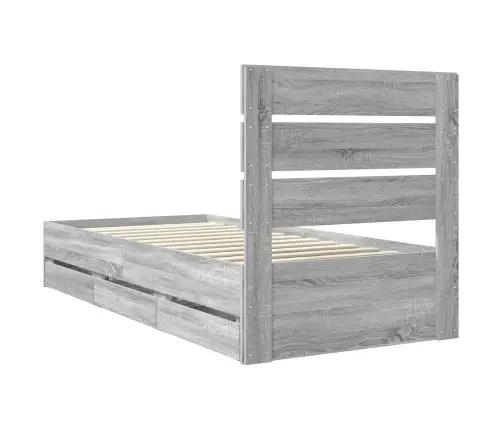 Lovos Rėmas Pilkas Sonoma 90 X 190 Cm Inžinerinė Mediena