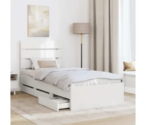 Gultas Rāmis Ar Atvilktni Balts 90 X 200 Cm Inženieru Koks Vidaxl