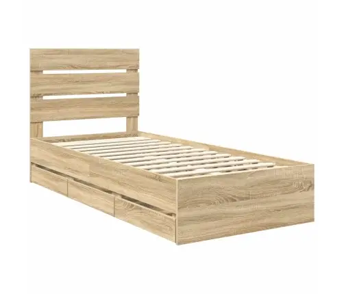 Voodi Raam Sahtliga Peaga Sonoma Tamm 90 X 200 Cm Inseneripuit