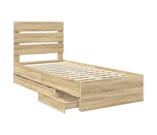 Voodi Raam Sahtliga Peaga Sonoma Tamm 90 X 200 Cm Inseneripuit