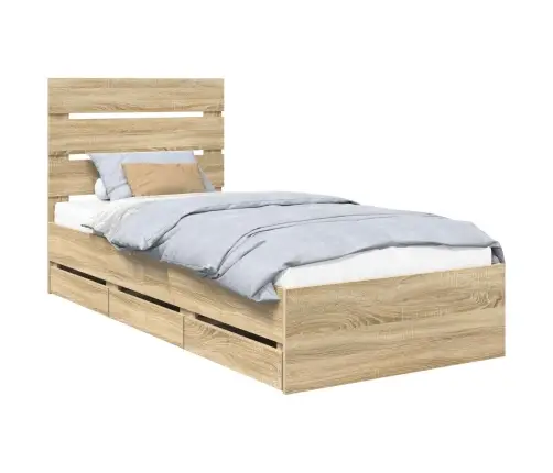 Voodi Raam Sahtliga Peaga Sonoma Tamm 90 X 200 Cm Inseneripuit