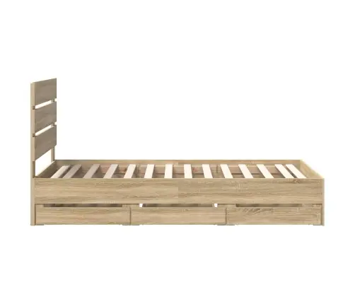 Voodi Raam Sahtliga Peaga Sonoma Tamm 90 X 200 Cm Inseneripuit