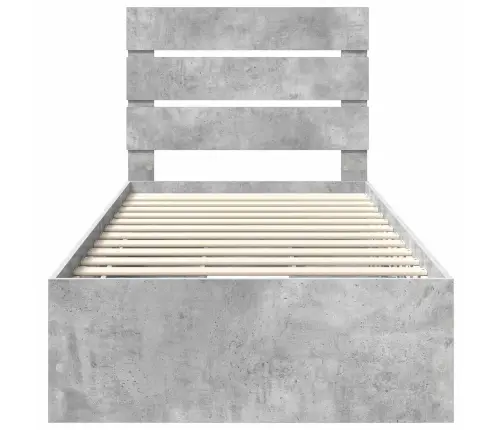 Gultas Rāmis Betona Pelēks 90 X 200 Cm Inženieru Koks Vidaxl