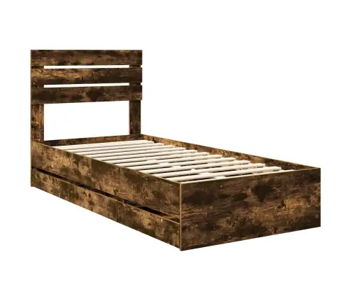 Voodi Raam Sahtliga Suitsetatud Tamm 90 X 200 Cm Inseneripuit