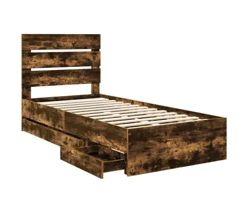 Voodi Raam Sahtliga Suitsetatud Tamm 90 X 200 Cm Inseneripuit