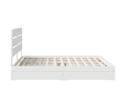 Laos Voodi Peaga Sahtliga Valge 200 X 200 Cm Tehispuit