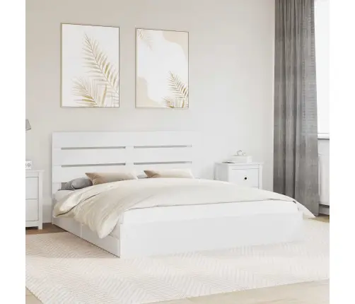 Laos Voodi Peaga Sahtliga Valge 180 X 200 Cm Tehispuit