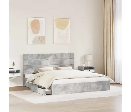 Laos Voodi Peaga Sahtliga Betoonhall 180 X 200 Cm Tehispuit