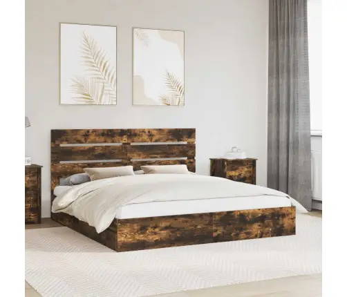 Saugos Lova Rūkyta Ąžuolas 180 X 200 Cm Apdirbta Mediena