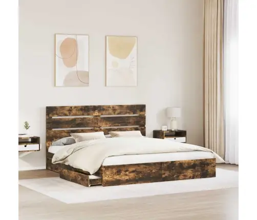 Saugos Lova Rūkyta Ąžuolas 180 X 200 Cm Apdirbta Mediena