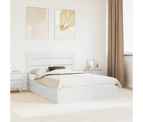 Saugos Lova Su Galvūgalio Balta 160 X 200 Cm Apdirbta Mediena