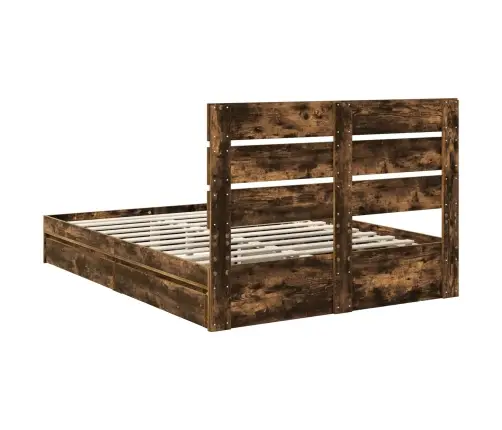 Laos Voodi Peaga Suitsetatud Tamm 160 X 200 Cm Tehispuit