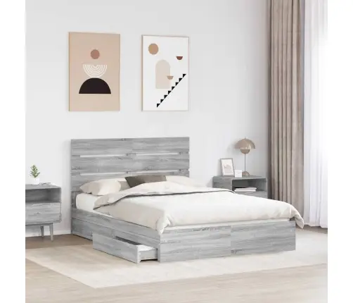 Glabāšanas Gulta Pelēks Sonoma 140 X 200 Cm Inženierijas Koks Vidaxl