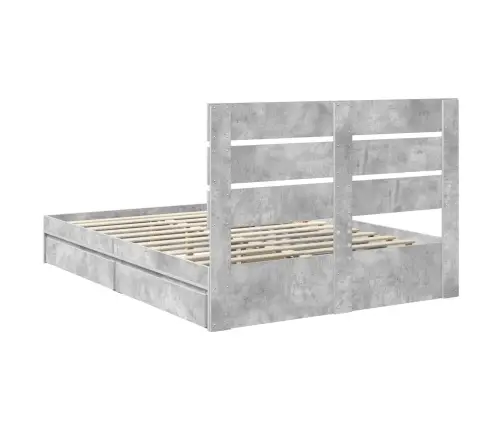 Glabāšanas Gulta Betona Pelēks 140 X 190 Cm Inženierijas Koks Vidaxl