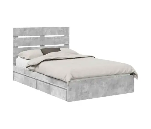 Glabāšanas Gulta Betona Pelēks 135 X 190 Cm Inženierijas Koks Vidaxl